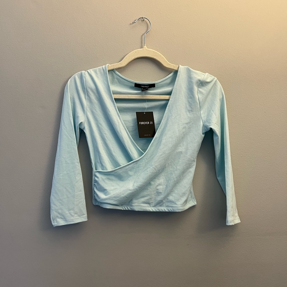 Forever 21 Sky Blue Wrap Top